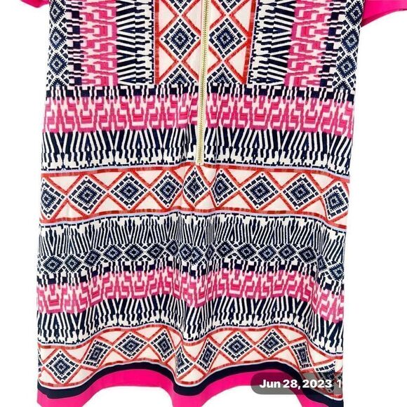 Eliza J pink , blue , purple tribal pattern short sleeve size 6 - Picture 6 of 8
